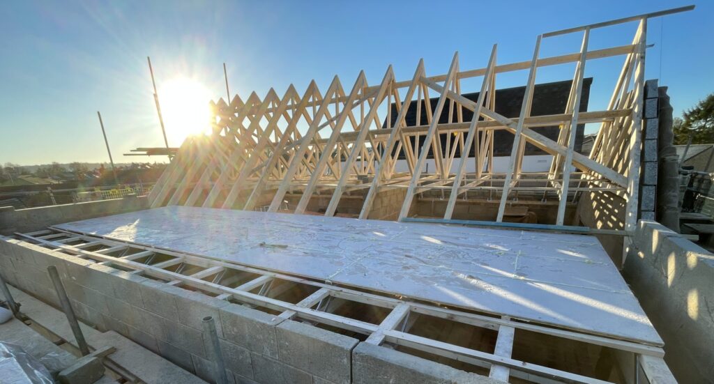 A roof under construction
